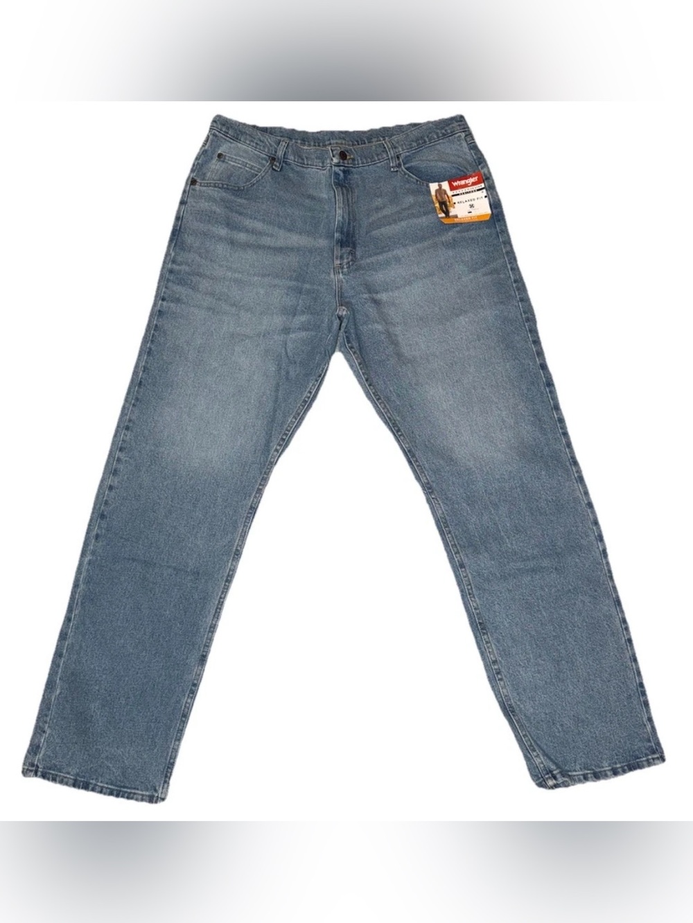 Men’s Wrangler Relaxed Fit Light Blue Denim Jeans 38 X 34